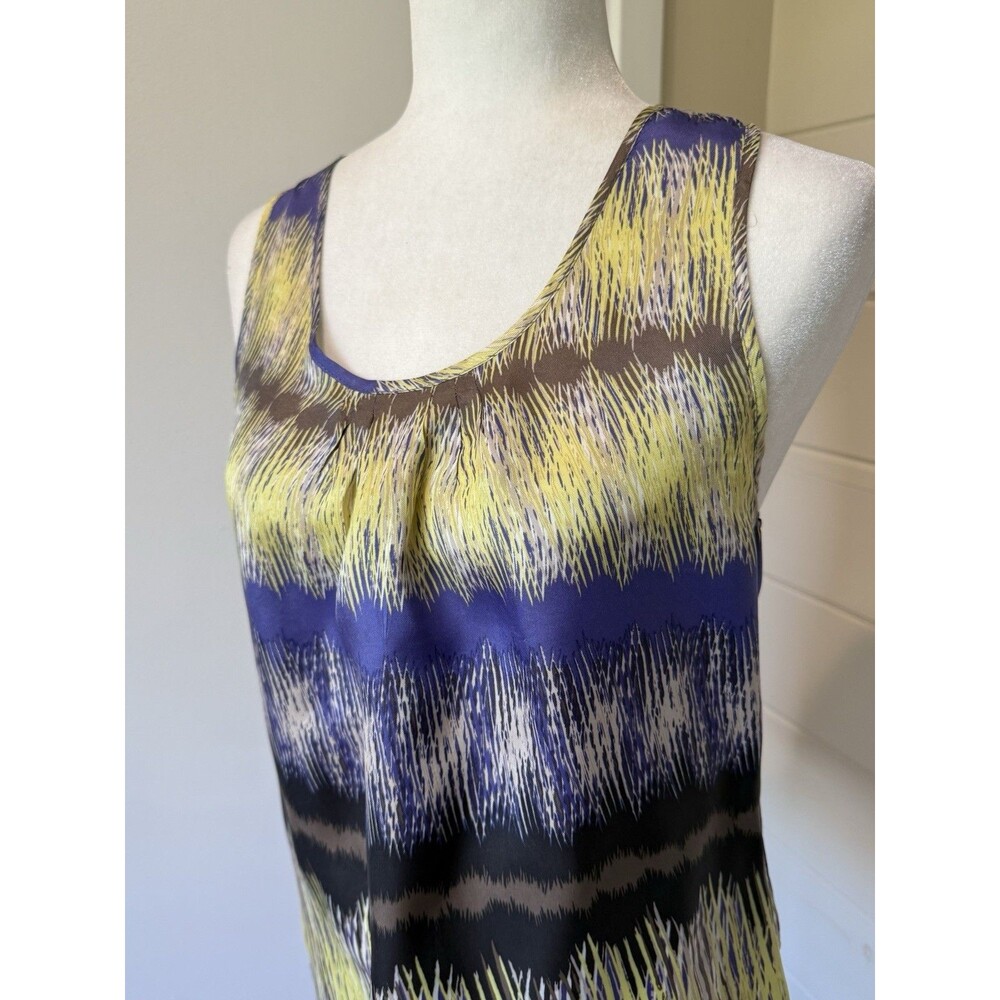 Jones New York Collection Silk Blend Tank Top Purple Chartreuse Size 12 Artsy